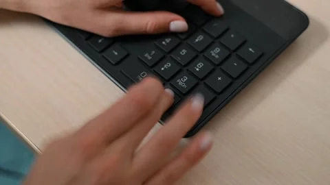 Close-up of a broken keyboard, person trying to type on a stuck key Stock Footage 339005685