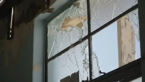 Close up on a broken window Stock Footage 340824623