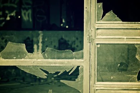 Close-up of broken windowpanes Stock Photos