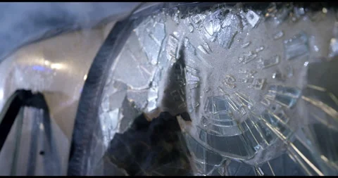 Close Up Of Broken Windshield On Car Stock Footage 143545633
