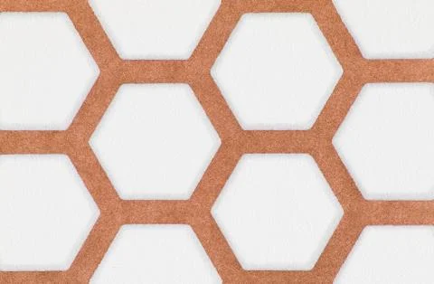 Close-up of brown and white hexagon pattern wallpaper background イラスト素材