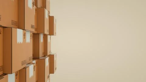 Close up of brown boxes wall on light orange background Stock Illustration