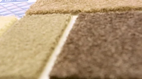 Close up of brown carpet examples in an interior design store Stock Footage 60255686