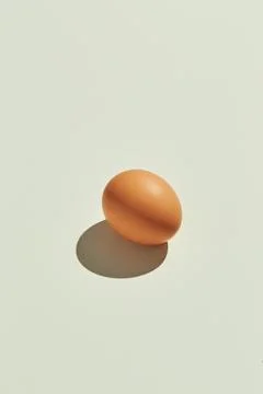 Close up of brown egg in line on plain white background. Minimal fashion co.. Stock Photos