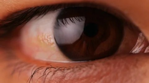 Close-up of brown eye blinking in Slow Motion. Stock Footage 126257009