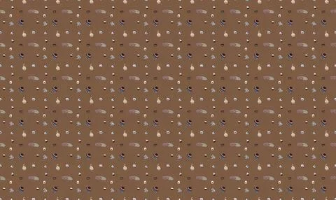 Close-up of brown fabric with small white and black polka dots Stock Illustration