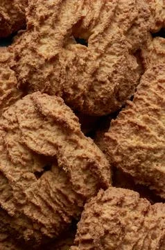 Close-up of brown milk biscuits, full frame food background Stock Photos