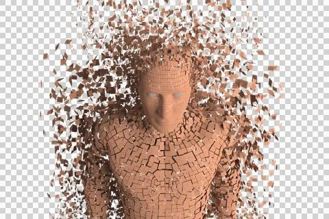Close-up of brown pixelated 3d man Stock Illustration