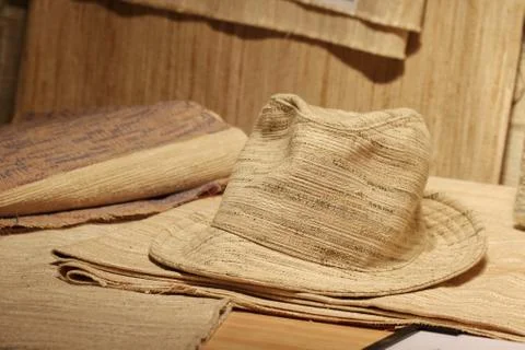 Close up brown raw thread Stock Photos