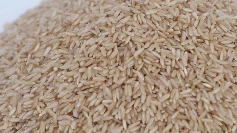 Close-up of Brown Rice on a Plate Stock Footage 303610980