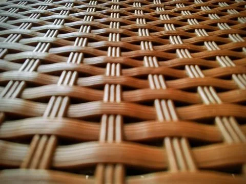 Close-Up Of Brown Woven Basket Pattern For Rustic Decor And Home Storage 写真素材