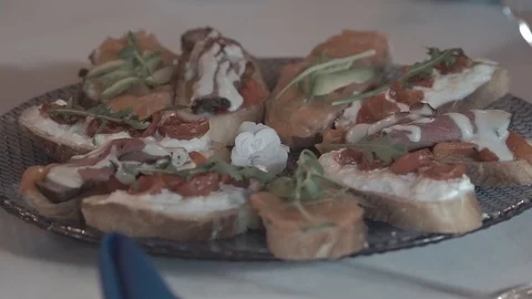 Close-up of brownies in a plate. served table before the holiday. Video stock 123541409