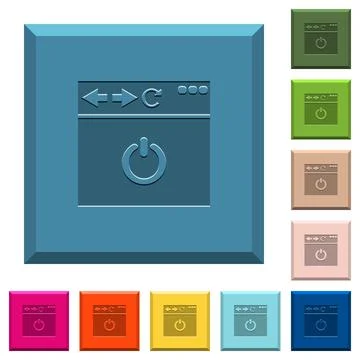 Close browser page engraved icons on edged square buttons Illustrazione stock