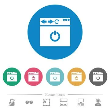 Close browser page flat round icons Illustrazione stock
