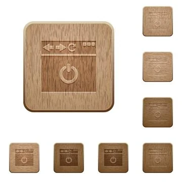 Close browser page wooden buttons Illustrazione stock