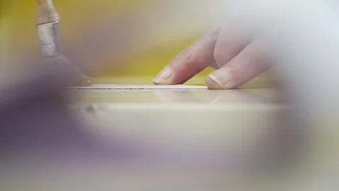Close-Up of Brush Applying Glue on Leather Stock Footage 279152805