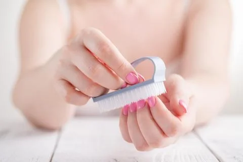 Close up brush for clearing nail Stock Photos