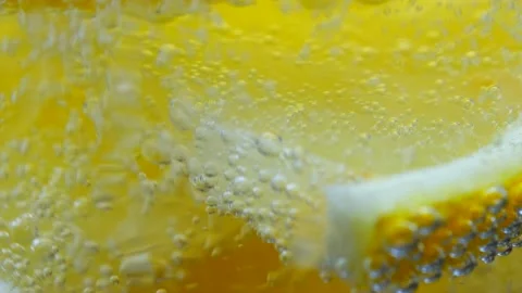 Close up bubbles on lemon Stock Footage 268419390