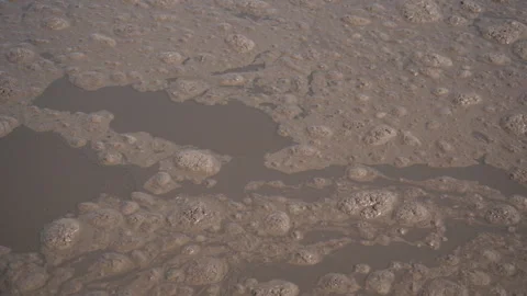 Close-Up of Bubbling Activated Sludge in Wastewater Treatment Aeration Tank Vídeos de archivo 334881964