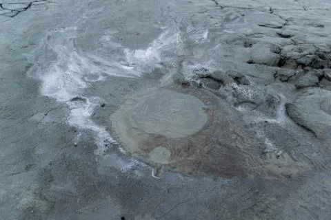 Close-up of a bubbling live mud volcano Stock Photos