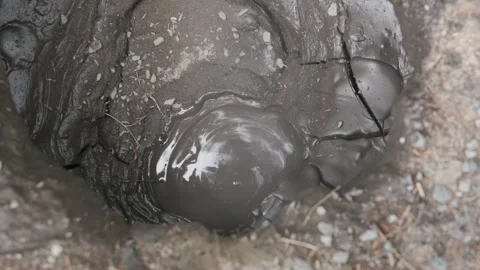 Close up of bubbling mud pool in Tokaanu, New Zealand Stock Footage 333161133