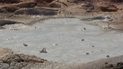 Close up of bubbling mud pool in Yellowstone National Park, Wyoming, USA Vídeos de archivo 269698211