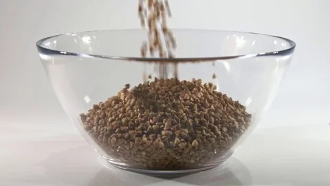 Close-up of buckwheat strewing in a bowl. Stock-Footage 80676597