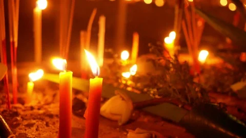 Close up Budda lamp bokeh orange Stock-Footage 112537183