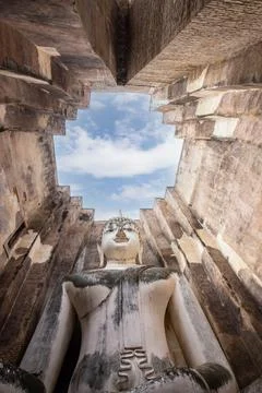 Close up of Buddha statue inside Sri Chum temple in Sukhothai Historic Park Stock Photos