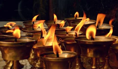 Close-up of Buddhist candles Stock Photos