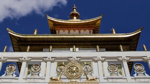Close up of Buddhist Temple Against Blue Sky Video stock 84801407