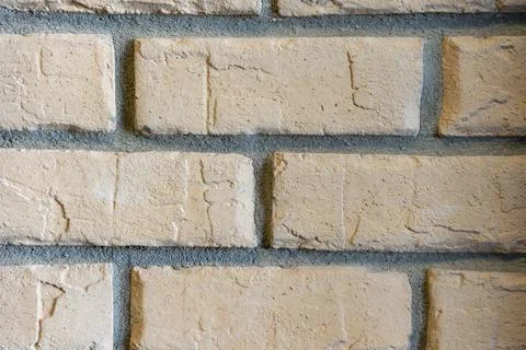 Close-Up of Buff Brick Wall Texture with Traditional Masonry Pattern Stock Photos
