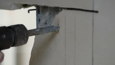 Close-up builder worker with pneumatic hammer drill equipment Stock Footage 113596567