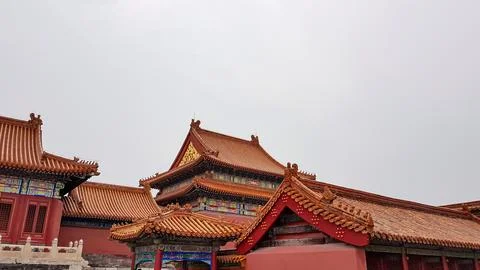 A close up on a building complex inside of Forbidden City in Beijing, China.. Fotos de archivo