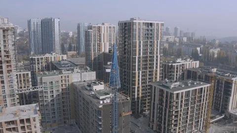 Close up of building crane at building area. Air view Stock Footage 118720358