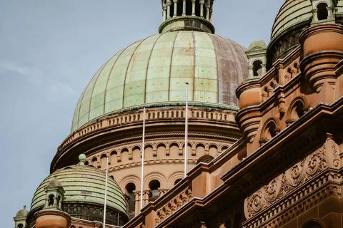 Close-up of the building exterior with do.. Stock Photos