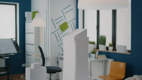 Close up of building model and maquette design on table to create urban Vídeos de archivo 166419778
