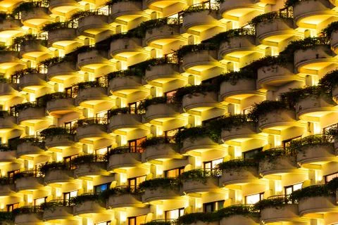 Close up of building at night Stock Photos