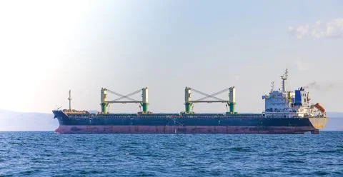 Close up bulk cargo ship to harbor quayside Vladivostok Stock Photos