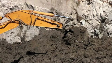 CLOSE UP. Bulldozer digging on the ground. Stock Footage 41156017
