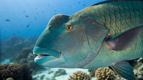 Close up of bumphead parrotfish Stock Photos