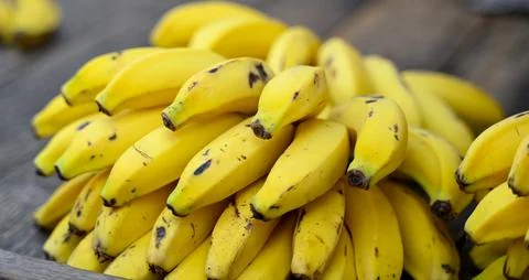 Close up of bunch of banana fruit. Selective focus. Stock Photos