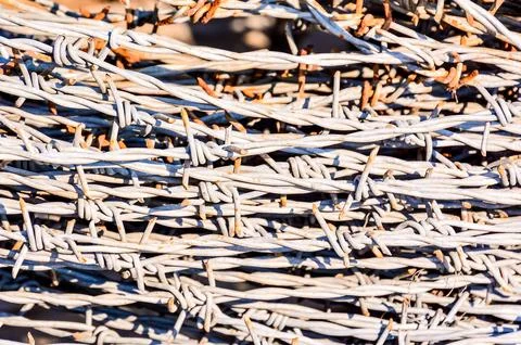 A close up of a bunch of barbed wire Stock Photos