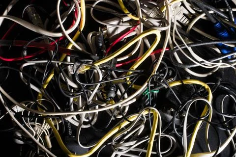 Close up of a bunch of colourful computer wires Stock Photos