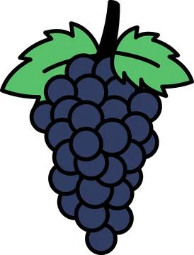 A close up of a bunch of grapes with a green leaf on top 스톡 일러스트