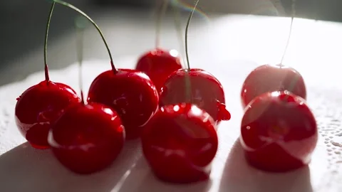 A close up of a bunch of red cherries Stock Footage 317456841