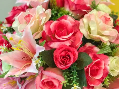 Close up of Bunch of roses in vase Stock-Fotos