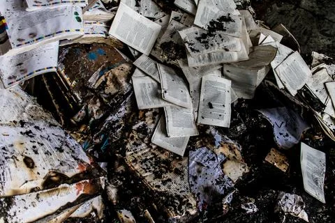 Close up of burned books Stock Photos