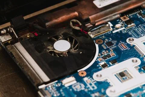 Close up on burned cpu processor in laptop 写真素材