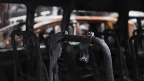 Close up of burned machinery and melted equipment 库存影片 345860440